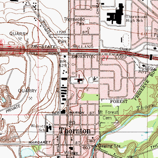 Topographic Map of Parkside School (historical), IL