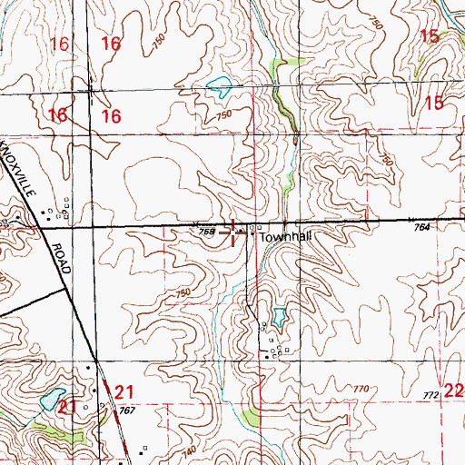 Topographic Map of Rural Town Hall School (historical), IL