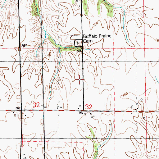 Topographic Map of South Buffalo Prairie School (historical), IL