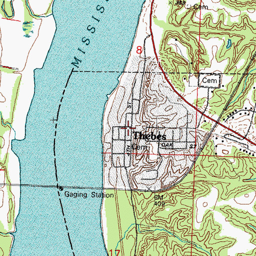 Topographic Map of Thebes, IL