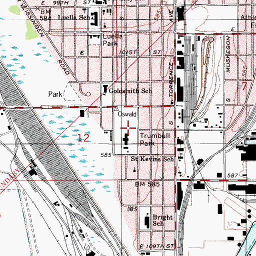 Topographic Map of Trumbull Park, IL