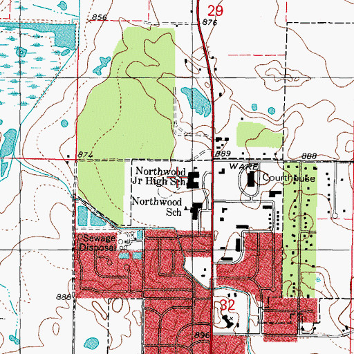 Topographic Map of Northwood Junior High School, IL