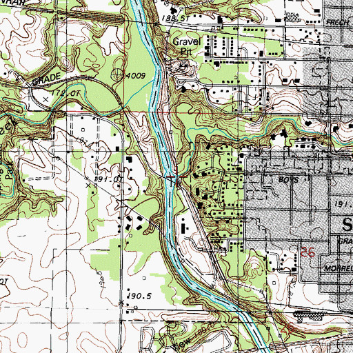 Topographic Map of Prairie Creek, IL