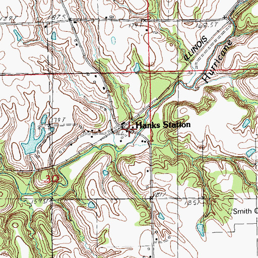 Topographic Map of Hanks Station, IL