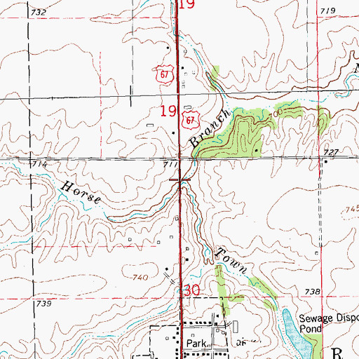 Topographic Map of Town Branch, IL