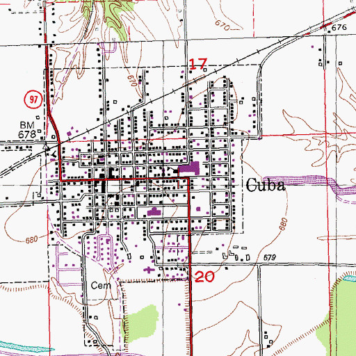 Topographic Map of Cuba, IL