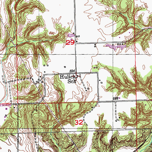 Topographic Map of Hulick School (historical), IL