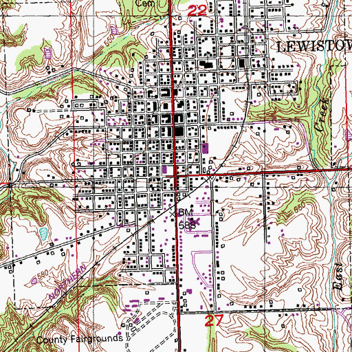 Topographic Map of Lewistown, IL