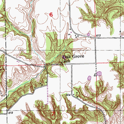Topographic Map of Oak Grove School (historical), IL