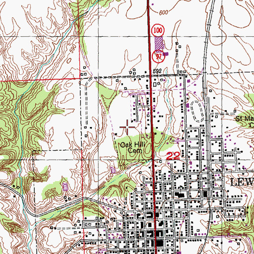 Topographic Map of Oak Hill Cemetery, IL