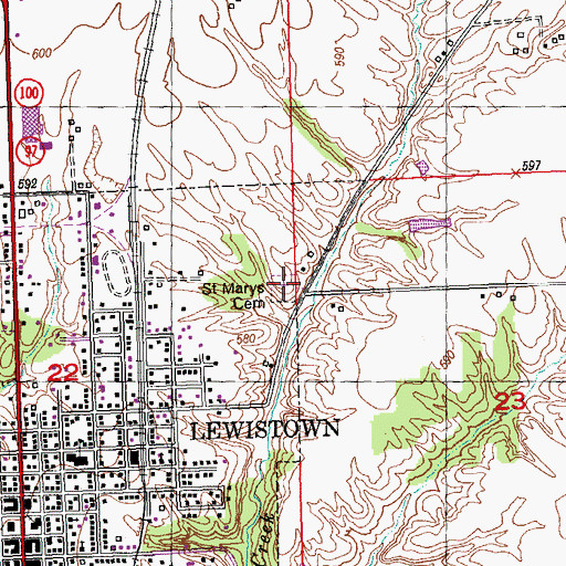 Topographic Map of Saint Marys Cemetery, IL