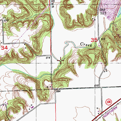 Topographic Map of Slug Run, IL