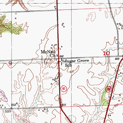 Topographic Map of Sugar Grove School (historical), IL