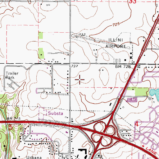 Topographic Map of Champaign County, IL