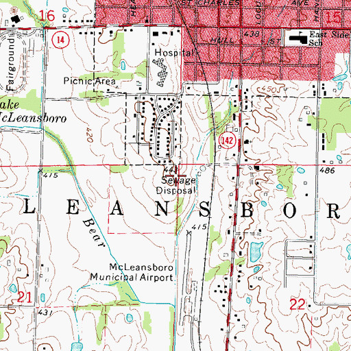 Topographic Map of Hamilton County, IL