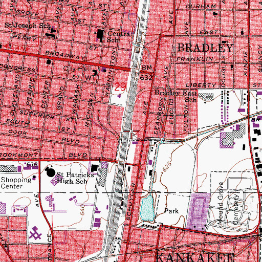 Topographic Map of Kankakee County, IL
