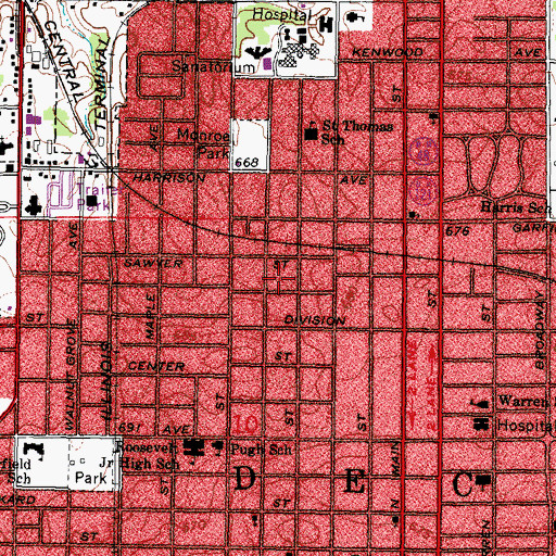 Topographic Map of Macon County, IL