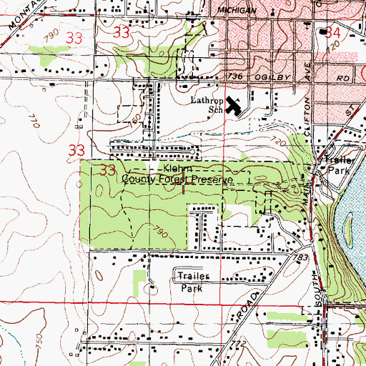 Topographic Map of Klehm County Forest Preserve, IL