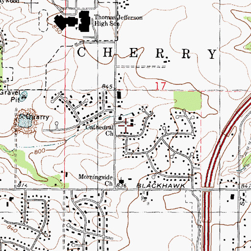 Topographic Map of Cathedral Baptist School, IL