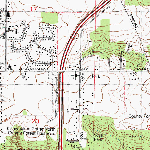 Topographic Map of Cherry Valley Township Hall, IL