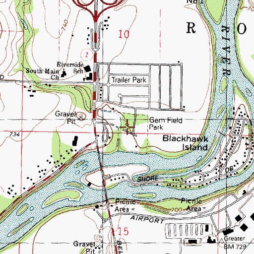 Topographic Map of GEM Field Park, IL