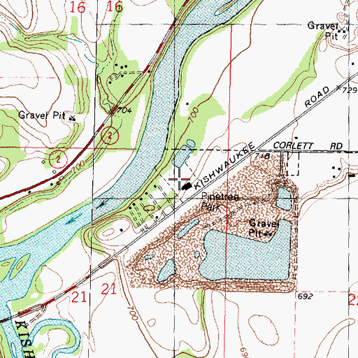 Topographic Map of Pinetree Park, IL