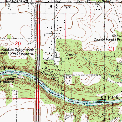 Topographic Map of Vasa Park, IL