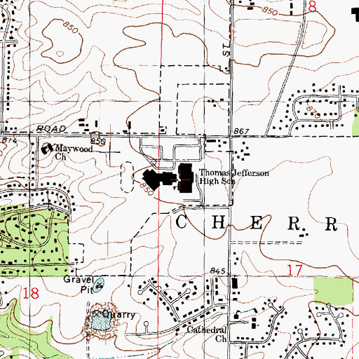 Topographic Map of Thomas Jefferson High School, IL