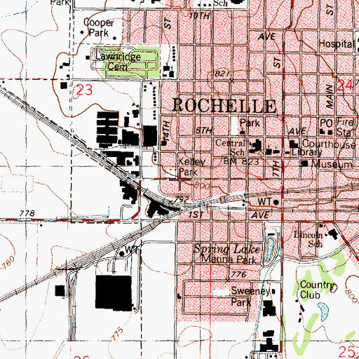 Topographic Map of Kelley Park, IL