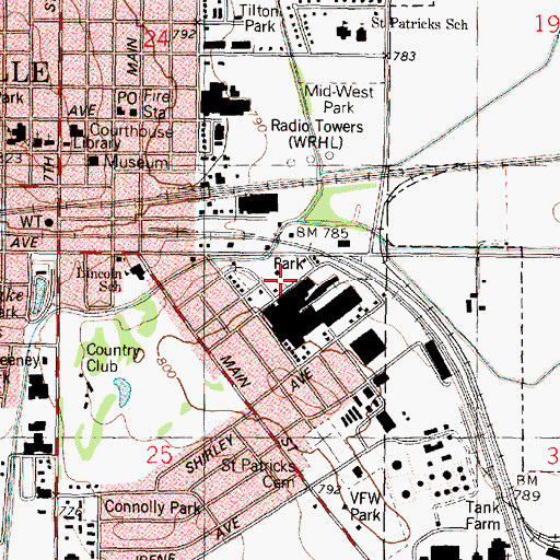 Topographic Map of Memorial Park, IL