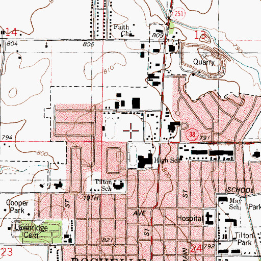 Topographic Map of Helms Park and Athletic Complex, IL