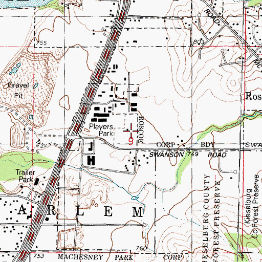 Topographic Map of Players Park, IL