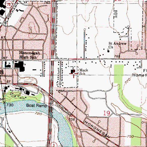 Topographic Map of Rockton Grade School, IL