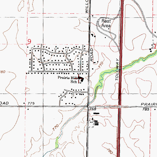 Topographic Map of Prairie Hill Elementary School, IL