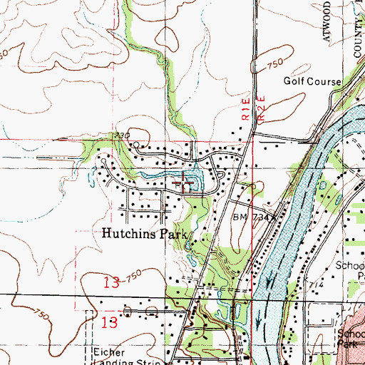 Topographic Map of Leanna Lakeside Park, IL