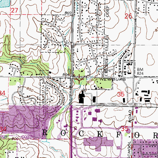 Topographic Map of New Life Evangelical Lutheran Church, IL