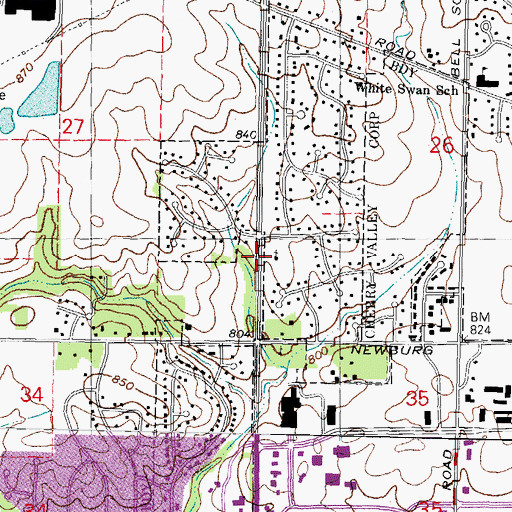 Topographic Map of Valley Baptist Church, IL