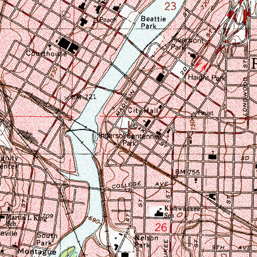 Topographic Map of Ingersol Centennial Park, IL