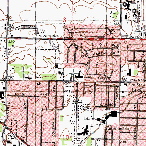 Topographic Map of Conklin Park, IL