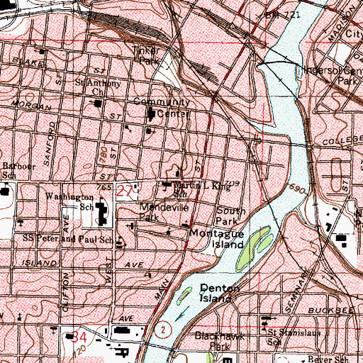 Topographic Map of Martin Luther King School, IL