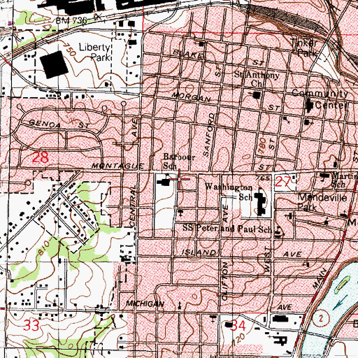 Topographic Map of Barbour School, IL