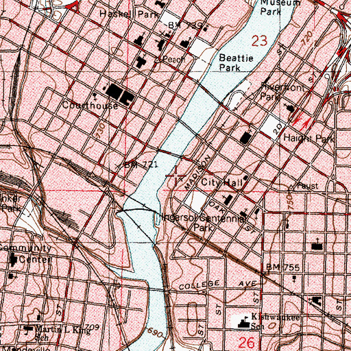 Topographic Map of Riverfront Park, IL