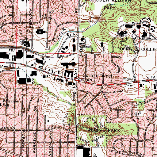 Topographic Map of Guilford Turner Cemetery, IL