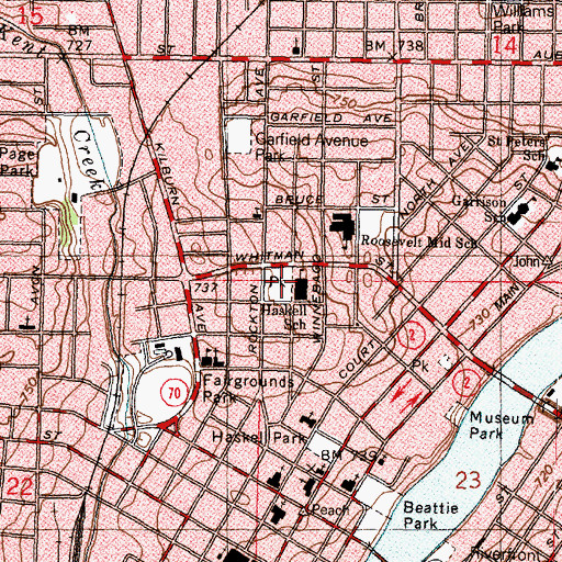 Topographic Map of Wells Park, IL