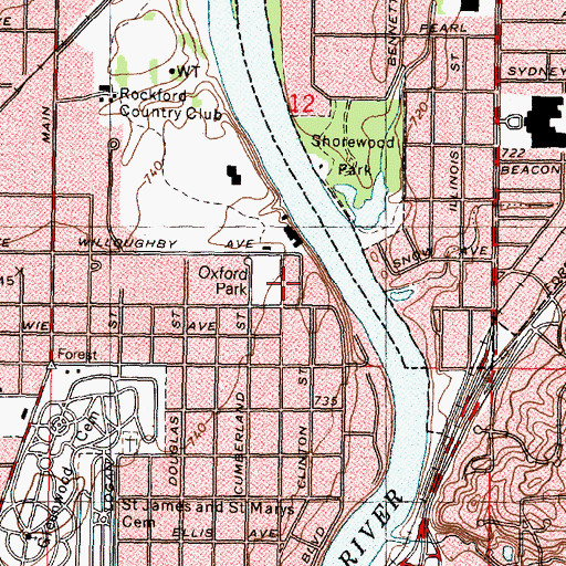 Topographic Map of Oxford Park, IL