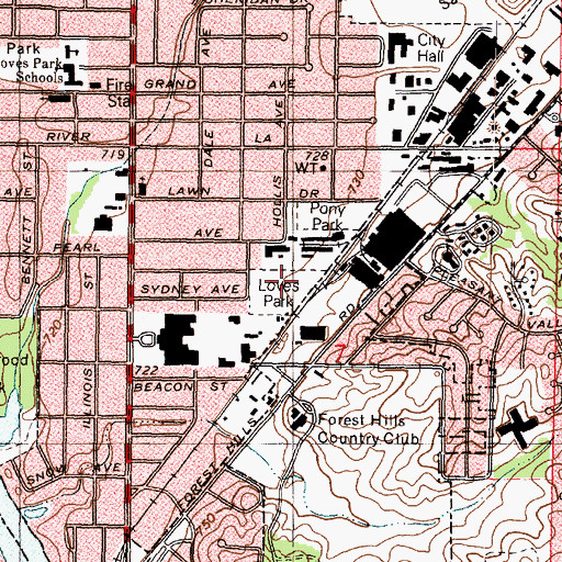 Topographic Map of Loves Park, IL