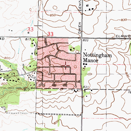 Topographic Map of Nottingham Manor, IL