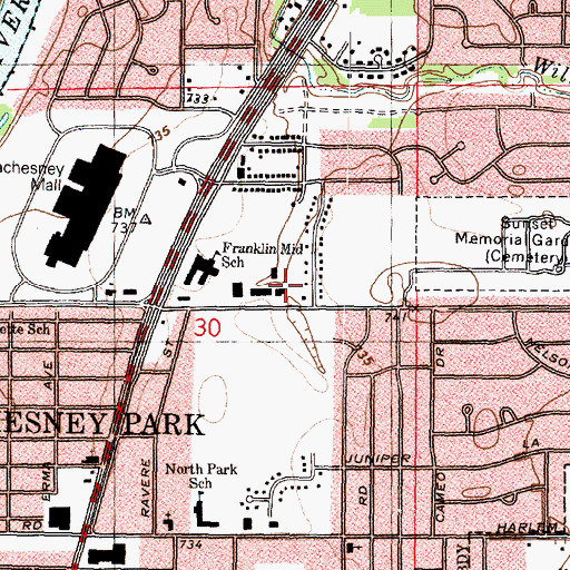 Topographic Map of Harlem Community Center, IL