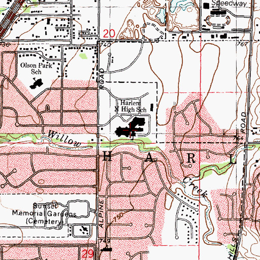 Topographic Map of Harlem High School, IL