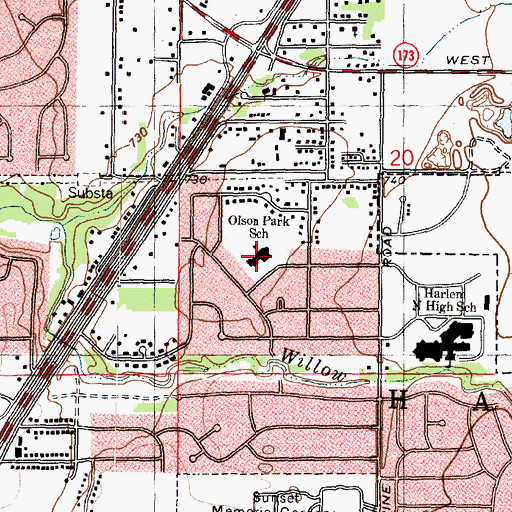 Topographic Map of Olson Park Elementary School, IL